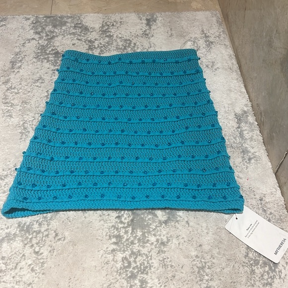 NWT: SELF-PORTRAIT size small Embellished striped knit mini skirt in blue - Picture 5 of 7